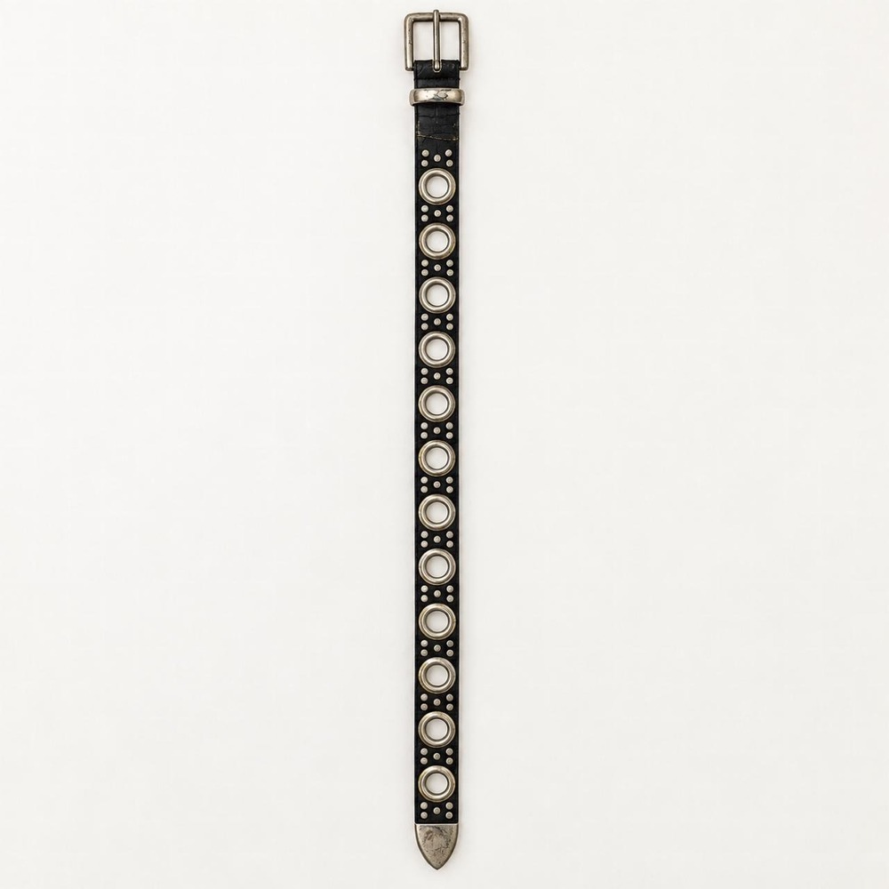 Black Grommet & Stud Belt — Size 32